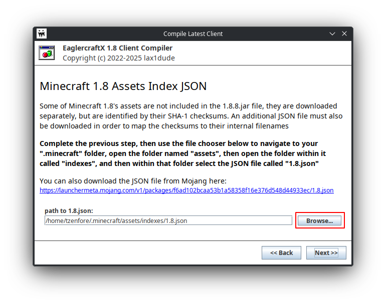 Eaglercraft Compile Wizard JSON File page