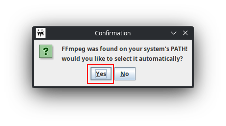 FFMPEG Confirmation Box
