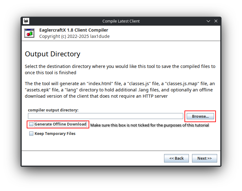 Eaglercraft Compile Wiaard Output Folder Selection